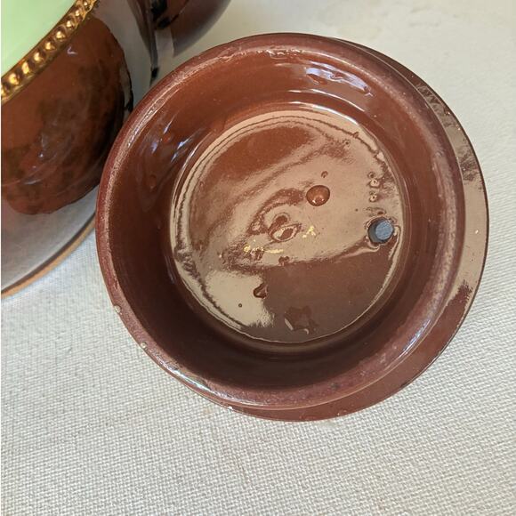 Vintage Sadler England Floral Teapot – Mint Green & Copper Brown, Gold Trim - Picture 3 of 4